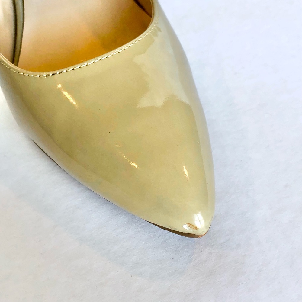 Nine West Patent Leather Heel Shoe Tan Cream Beige Size 7.5 M - Picture 13 of 14